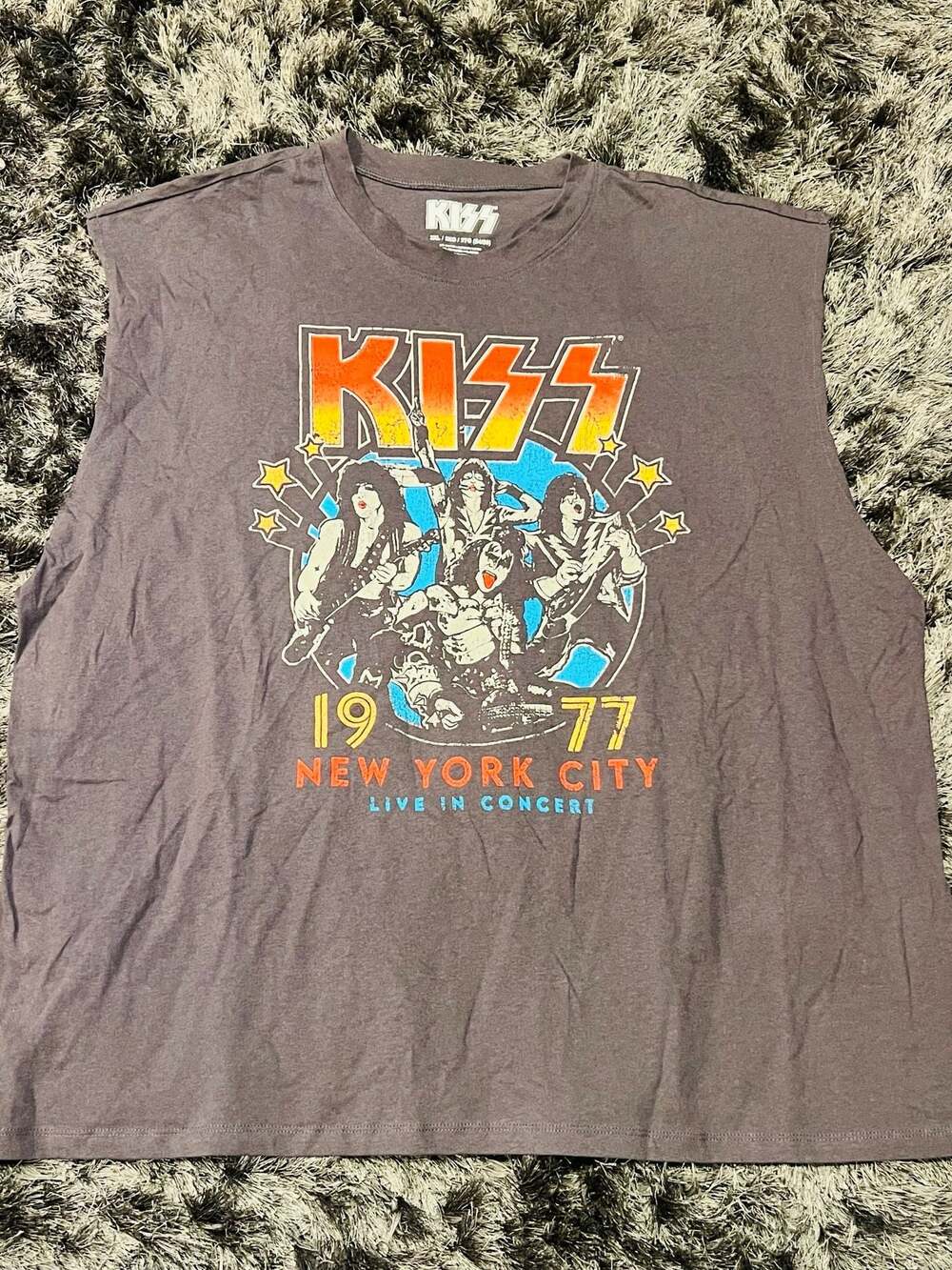 KISS 1977 New York City Live In Concert Sleeveless Graphic Muscle Tank Top